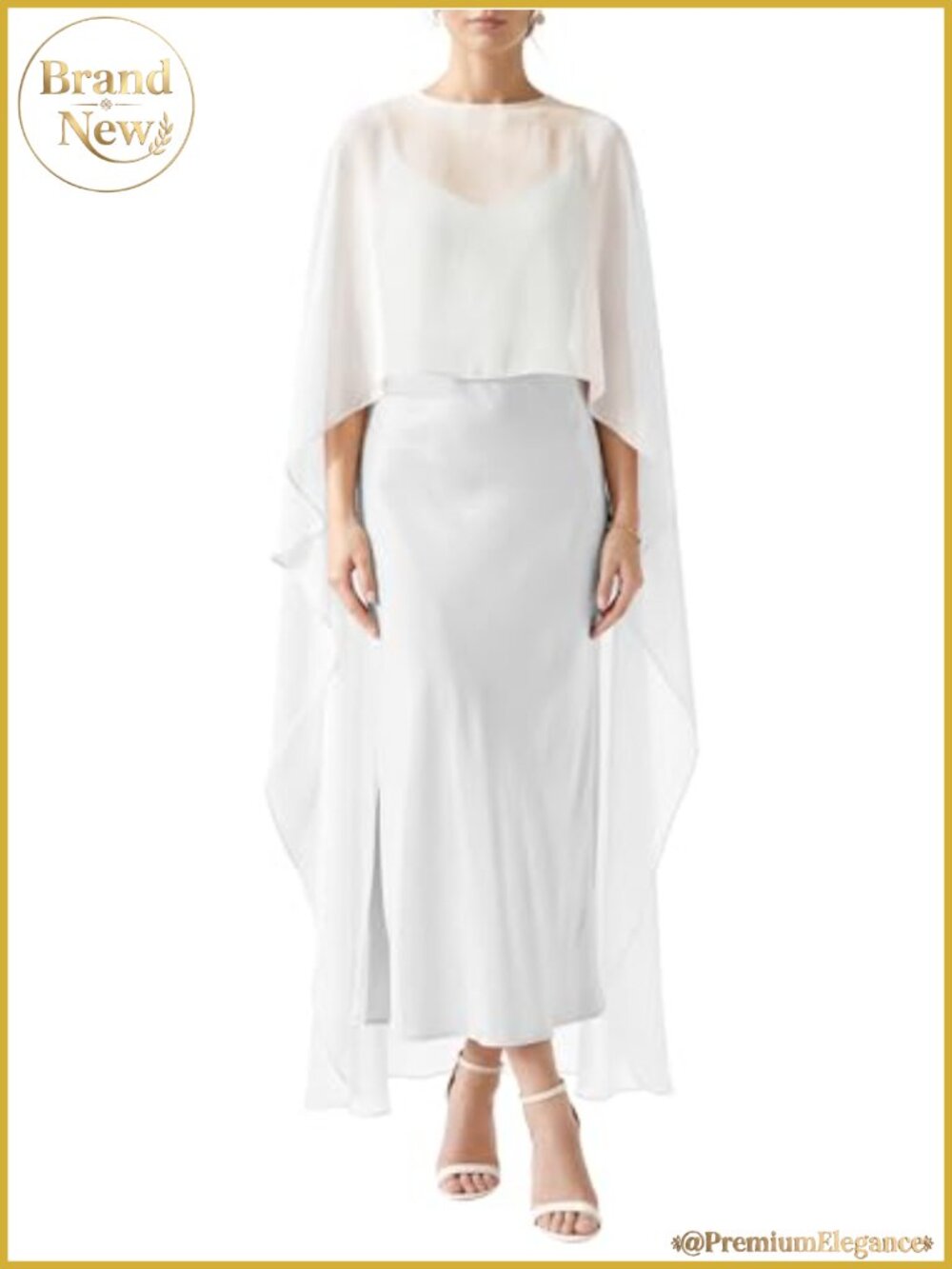 Womens Sheer Chiffon Cape Shawl Pearl Button Formal Wedding Cover Up